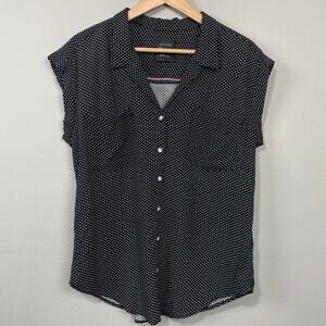 Jachs Girlfriend Top Size M Black Micro Hearts Twee Rockabilly Minimalist Basics